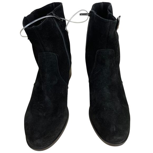 La Canadienne NWOB Halo Buckled Booties Black Suede Size 8 Floor Model Side Zip - Picture 4 of 11